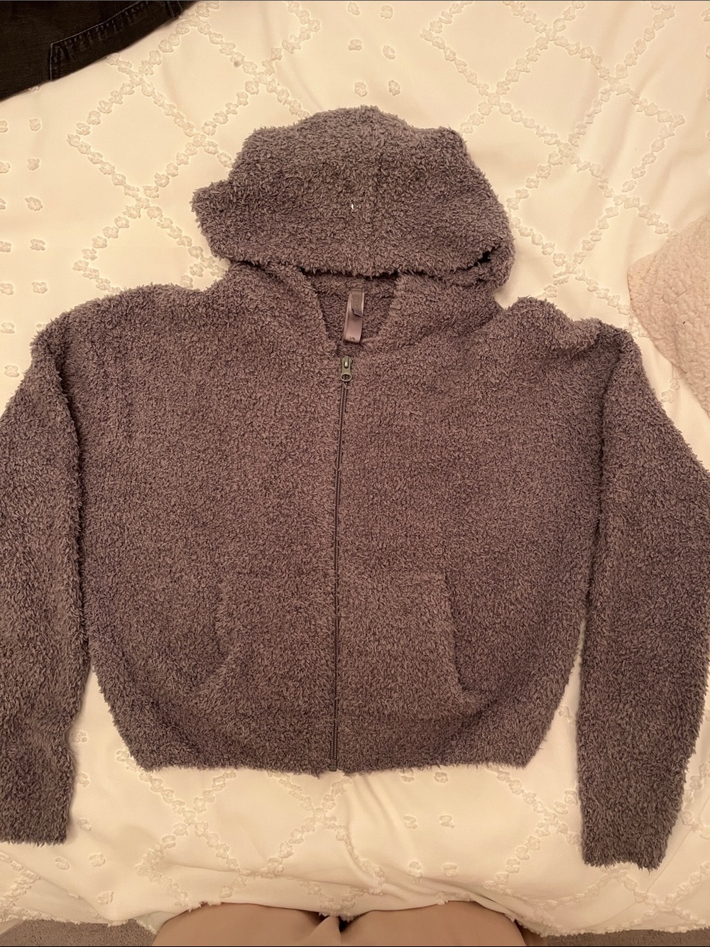 Skims Cropped Hooded  Zip Jacket in Charcoal